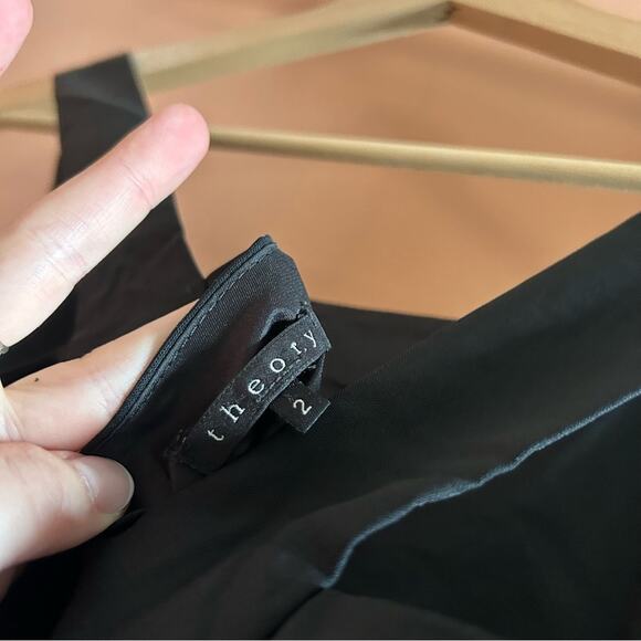 Theory Sleeveless Stretch Wool Sheath Mini Dress Black Short Size 2 - Picture 5 of 6